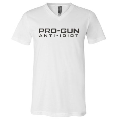 Pro Gun Anti Idiot V-Neck T-Shirt