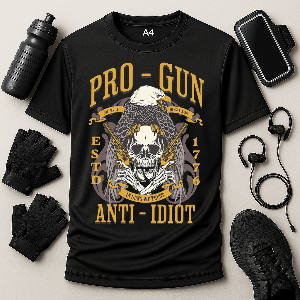 Pro Gun Anti Idiot Fathers Day Gun Lover Cooling Performance Crew T-Shirt