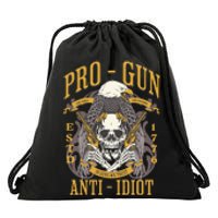 Pro Gun Anti Idiot Fathers Day Gun Lover Drawstring Bag