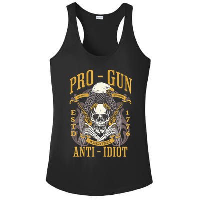 Pro Gun Anti Idiot Fathers Day Gun Lover Ladies PosiCharge Competitor Racerback Tank