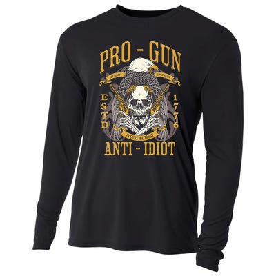 Pro Gun Anti Idiot Fathers Day Gun Lover Cooling Performance Long Sleeve Crew