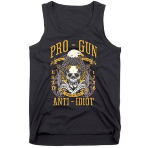 Pro Gun Anti Idiot Fathers Day Gun Lover Tank Top