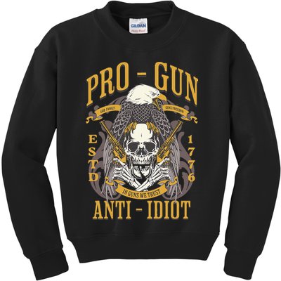 Pro Gun Anti Idiot Fathers Day Gun Lover Kids Sweatshirt