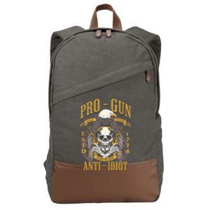 Pro Gun Anti Idiot Fathers Day Gun Lover Cotton Canvas Backpack