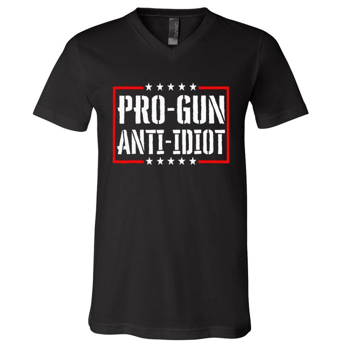 Pro Gun Anti Idiot V-Neck T-Shirt