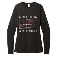 Pro Gun Anti Idiot Vintage Usa Flag 2nd Amendment Womens CVC Long Sleeve Shirt