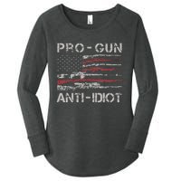 Pro Gun Anti Idiot Vintage Usa Flag 2nd Amendment Women's Perfect Tri Tunic Long Sleeve Shirt