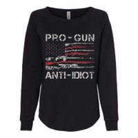 Pro Gun Anti Idiot Vintage Usa Flag 2nd Amendment Womens California Wash Sweatshirt