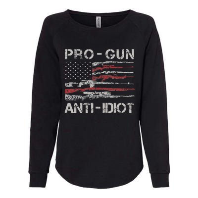 Pro Gun Anti Idiot Vintage Usa Flag 2nd Amendment Womens California Wash Sweatshirt