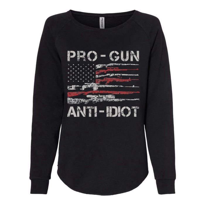 Pro Gun Anti Idiot Vintage Usa Flag 2nd Amendment Womens California Wash Sweatshirt