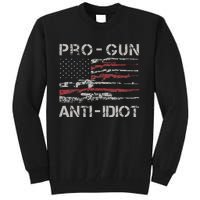 Pro Gun Anti Idiot Vintage Usa Flag 2nd Amendment Tall Sweatshirt