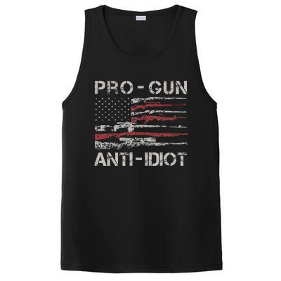 Pro Gun Anti Idiot Vintage Usa Flag 2nd Amendment PosiCharge Competitor Tank