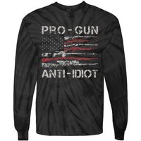 Pro Gun Anti Idiot Vintage Usa Flag 2nd Amendment Tie-Dye Long Sleeve Shirt