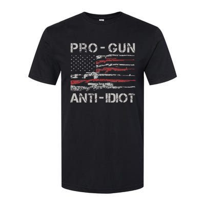 Pro Gun Anti Idiot Vintage Usa Flag 2nd Amendment Softstyle® CVC T-Shirt