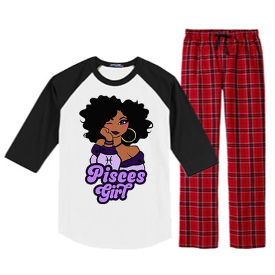 Pisces Girl Afro Girl Zodiac Signs Birthday Raglan Sleeve Pajama Set