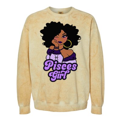 Pisces Girl Afro Girl Zodiac Signs Birthday Colorblast Crewneck Sweatshirt