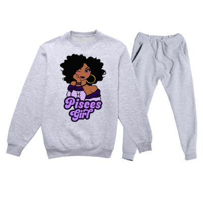 Pisces Girl Afro Girl Zodiac Signs Birthday Premium Crewneck Sweatsuit Set