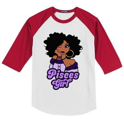 Pisces Girl Afro Girl Zodiac Signs Birthday Kids Colorblock Raglan Jersey