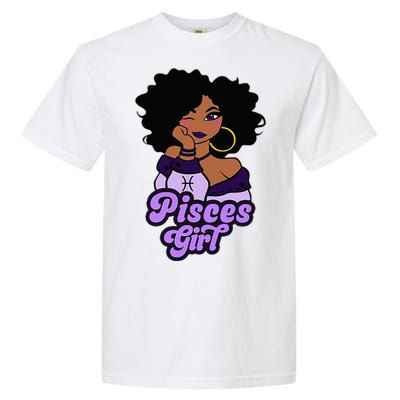 Pisces Girl Afro Girl Zodiac Signs Birthday Garment-Dyed Heavyweight T-Shirt