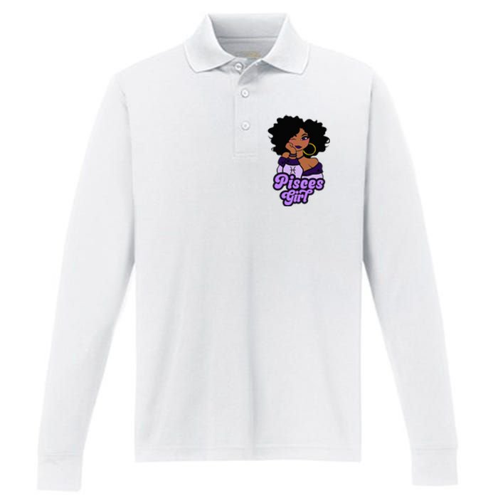 Pisces Girl Afro Girl Zodiac Signs Birthday Performance Long Sleeve Polo