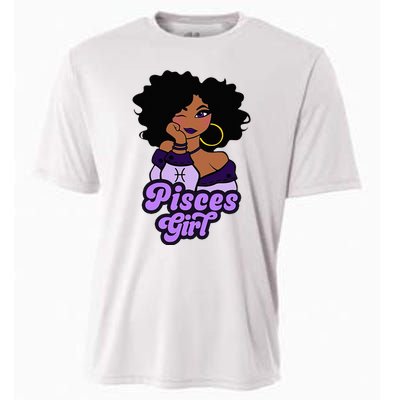 Pisces Girl Afro Girl Zodiac Signs Birthday Cooling Performance Crew T-Shirt