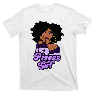 Pisces Girl Afro Girl Zodiac Signs Birthday T-Shirt