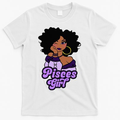 Pisces Girl Afro Girl Zodiac Signs Birthday T-Shirt