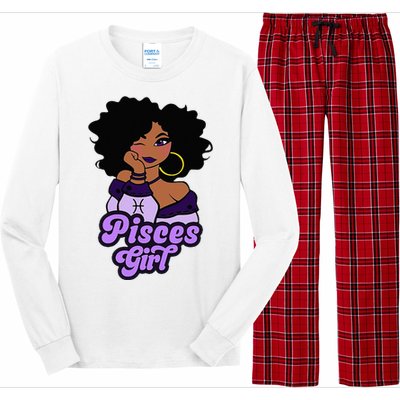 Pisces Girl Afro Girl Zodiac Signs Birthday Long Sleeve Pajama Set