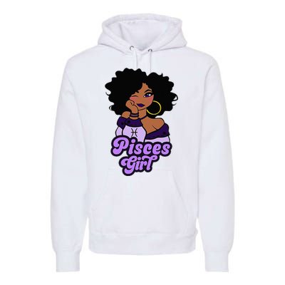 Pisces Girl Afro Girl Zodiac Signs Birthday Premium Hoodie