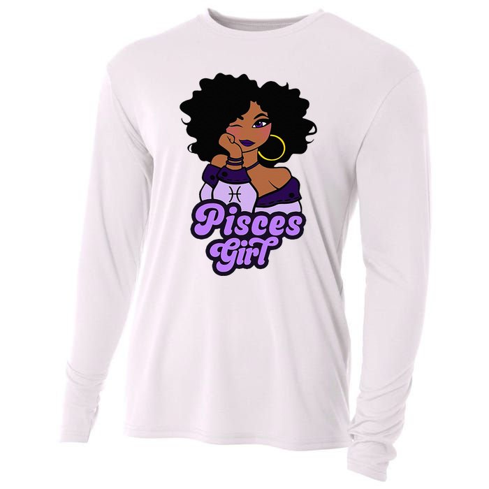 Pisces Girl Afro Girl Zodiac Signs Birthday Cooling Performance Long Sleeve Crew