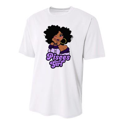 Pisces Girl Afro Girl Zodiac Signs Birthday Youth Performance Sprint T-Shirt