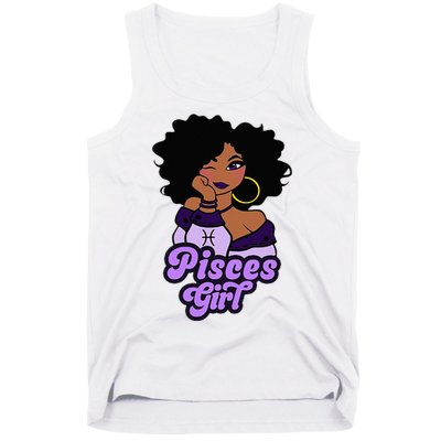 Pisces Girl Afro Girl Zodiac Signs Birthday Tank Top