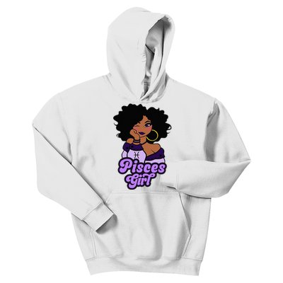 Pisces Girl Afro Girl Zodiac Signs Birthday Kids Hoodie