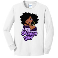 Pisces Girl Afro Girl Zodiac Signs Birthday Kids Long Sleeve Shirt