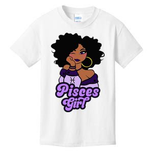 Pisces Girl Afro Girl Zodiac Signs Birthday Kids T-Shirt