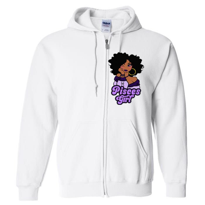 Pisces Girl Afro Girl Zodiac Signs Birthday Full Zip Hoodie