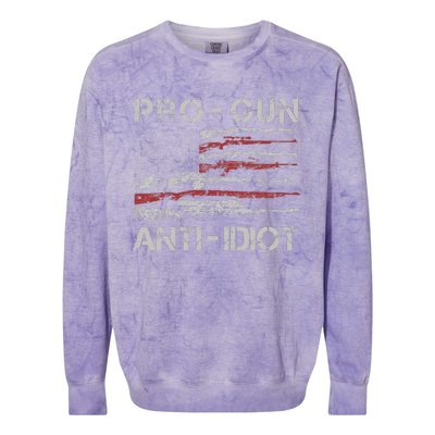 Pro Gun Anti Idiot Vintage USA Flag 2nd Amendment Colorblast Crewneck Sweatshirt