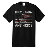 Pro Gun Anti Idiot Vintage USA Flag 2nd Amendment Tall T-Shirt