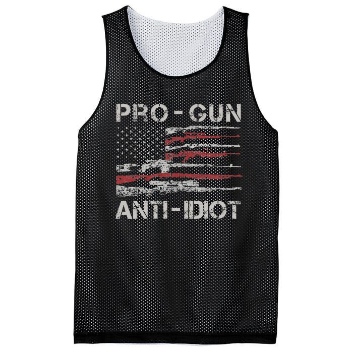 Pro Gun Anti Idiot Vintage USA Flag 2nd Amendment Mesh Reversible Basketball Jersey Tank