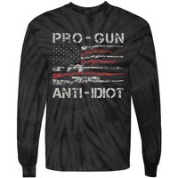 Pro Gun Anti Idiot Vintage USA Flag 2nd Amendment Tie-Dye Long Sleeve Shirt