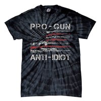 Pro Gun Anti Idiot Vintage USA Flag 2nd Amendment Tie-Dye T-Shirt