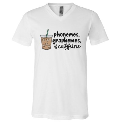 Phonemes Graphemes And Caffeine V-Neck T-Shirt