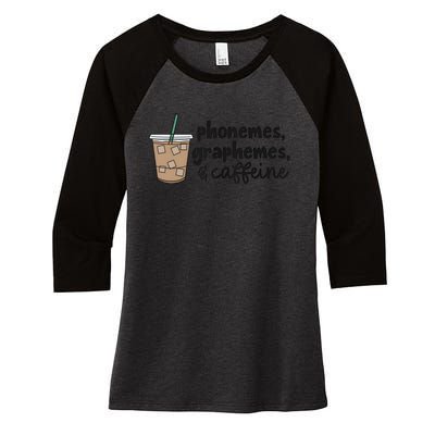 Phonemes Graphemes And Caffeine Women's Tri-Blend 3/4-Sleeve Raglan Shirt