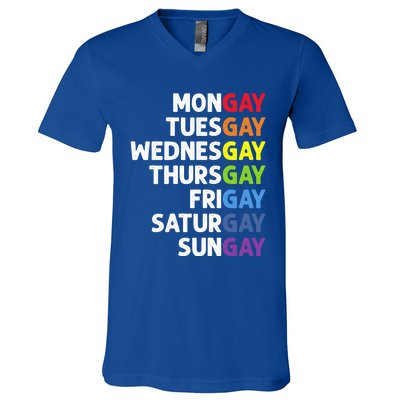 Pride Gay Agenda Mongay Pride Calendar Lgbt Calendar Week Gift V-Neck T-Shirt