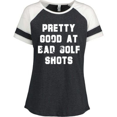 Pretty Good At Bad Golf Shots Enza Ladies Jersey Colorblock Tee