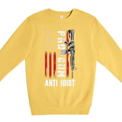 Pro Gun Anti Idiot American Flag Ar15 Premium Crewneck Sweatshirt