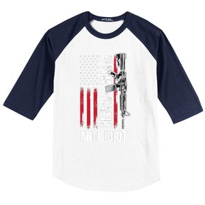 Pro Gun Anti Idiot American Flag Ar15 Baseball Sleeve Shirt