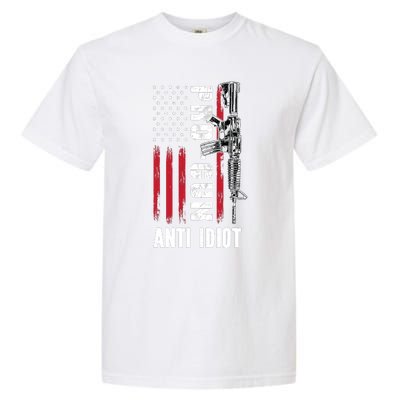 Pro Gun Anti Idiot American Flag Ar15 Garment-Dyed Heavyweight T-Shirt