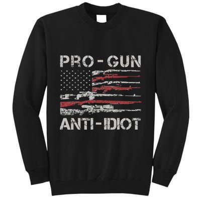 Pro Gun Anti Idiot Vintage USA Flag 2nd Amendment Tall Sweatshirt