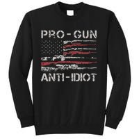 Pro Gun Anti Idiot Vintage USA Flag 2nd Amendment Tall Sweatshirt